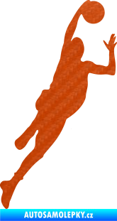 Samolepka Basketbal 003 pravá 3D karbon oranžový