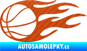 Samolepka Basketbalový míč 003 levá v plamenech  3D karbon oranžový