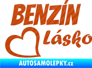 Samolepka Benzín Lásko 3D karbon oranžový