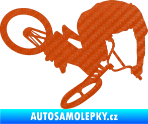 Samolepka Biker 001 pravá 3D karbon oranžový