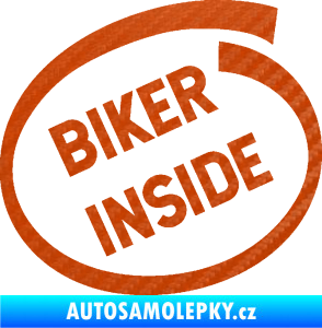 Samolepka Biker inside 005 nápis 3D karbon oranžový