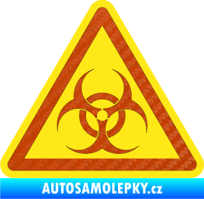 Samolepka Biohazard barevný trojúhelník 3D karbon oranžový