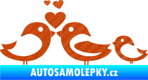 Samolepka Bird family 001 rodina v autě 3D karbon oranžový