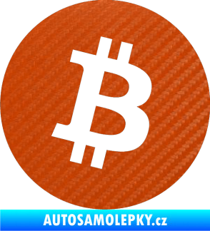 Samolepka Bitcoin 001 3D karbon oranžový