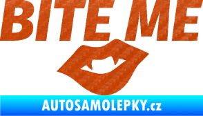 Samolepka Bite me  3D karbon oranžový