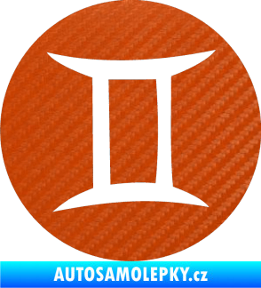 Samolepka Blíženci 001 - horoskop 3D karbon oranžový