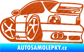 Samolepka BMW e46 karikatura levá 3D karbon oranžový