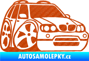 Samolepka BMW X5 karikatura pravá 3D karbon oranžový