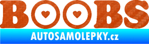 Samolepka Boobs nápis se srdíčky 3D karbon oranžový