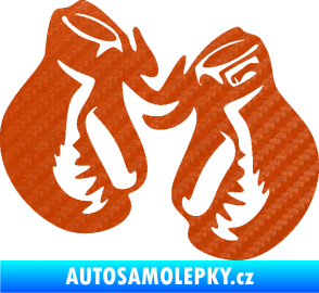 Samolepka Boxerské rukavice 001 levá 3D karbon oranžový