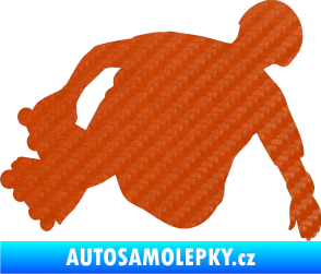 Samolepka Bruslař 001 levá 3D karbon oranžový