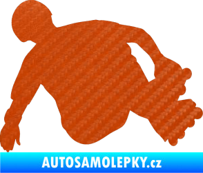 Samolepka Bruslař 001 pravá 3D karbon oranžový