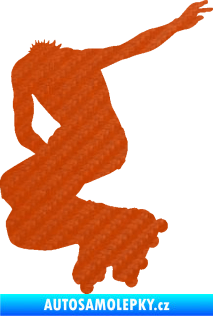Samolepka Bruslař 005 levá 3D karbon oranžový