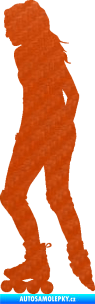 Samolepka Bruslařka 001 levá 3D karbon oranžový