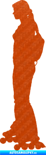 Samolepka Bruslařka 003 levá 3D karbon oranžový