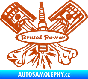 Samolepka Brutal power 3D karbon oranžový