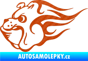 Samolepka Buldočák levá hlava buldoka 3D karbon oranžový