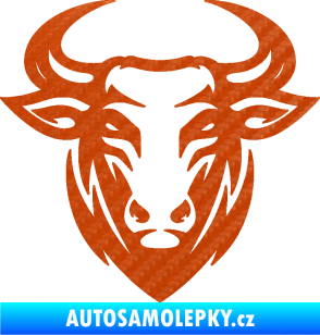 Samolepka Býk 010 3D karbon oranžový