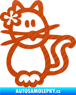 Samolepka Cartoon family kočička Hawaii 3D karbon oranžový