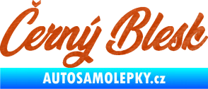Samolepka Černý blesk nápis 3D karbon oranžový