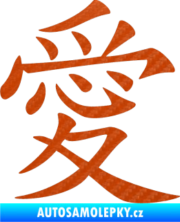 Samolepka Čínský znak Love 3D karbon oranžový