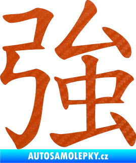 Samolepka Čínský znak Strong 3D karbon oranžový