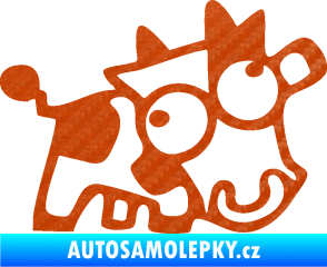 Samolepka Crazy cow pravá 3D karbon oranžový