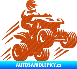 Samolepka Čtyřkolka 006 pravá 3D karbon oranžový
