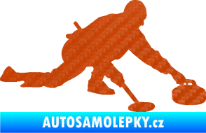 Samolepka Curling 003 pravá 3D karbon oranžový