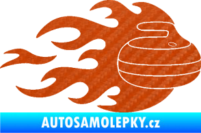 Samolepka Curling 005 pravá kámen 3D karbon oranžový