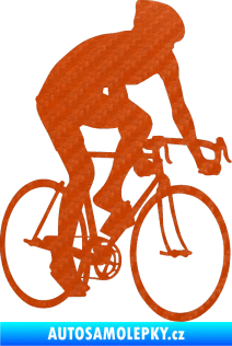Samolepka Cyklista 001 pravá 3D karbon oranžový