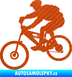 Samolepka Cyklista 009 levá horské kolo 3D karbon oranžový