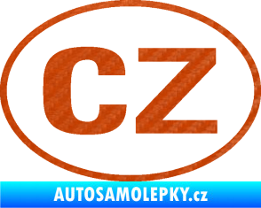 Samolepka CZ značka bez podkladu 3D karbon oranžový