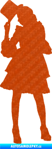 Samolepka Dáma s kloboukem 001 levá 3D karbon oranžový