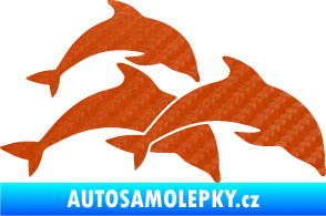 Samolepka Delfíni 001 pravá 3D karbon oranžový
