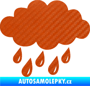 Samolepka Déšť 001 levá mrak a kapky 3D karbon oranžový