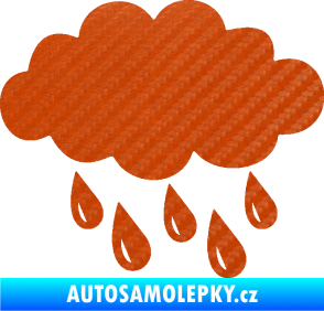 Samolepka Déšť 001 pravá mrak a kapky 3D karbon oranžový