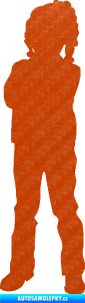 Samolepka Děti silueta 009 levá holčička 3D karbon oranžový