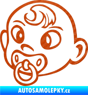 Samolepka Dítě v autě 004 levá miminko s dudlíkem hlavička 3D karbon oranžový