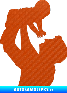 Samolepka Dítě v autě 026 levá miminko v náruči 3D karbon oranžový