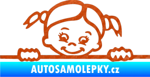 Samolepka Dítě v autě 030 levá malá slečna hlavička 3D karbon oranžový