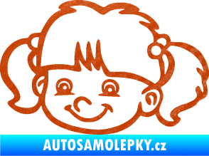 Samolepka Dítě v autě 035 levá holka hlavička 3D karbon oranžový
