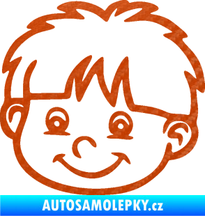 Samolepka Dítě v autě 036 levá chlapec hlavička 3D karbon oranžový