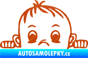 Samolepka Dítě v autě 045 levá chlapeček hlavička 3D karbon oranžový