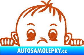 Samolepka Dítě v autě 045 pravá chlapeček hlavička 3D karbon oranžový
