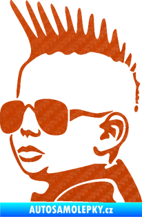 Samolepka Dítě v autě 054 levá kluk s čírem 3D karbon oranžový