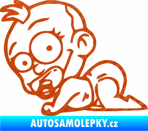 Samolepka Dítě v autě 067 levá lezoucí miminko 3D karbon oranžový