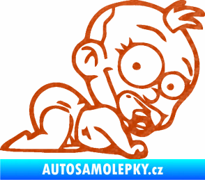 Samolepka Dítě v autě 067 pravá lezoucí miminko 3D karbon oranžový