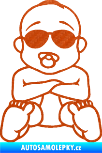 Samolepka Dítě v autě 074 mimčo s brýlemi 3D karbon oranžový