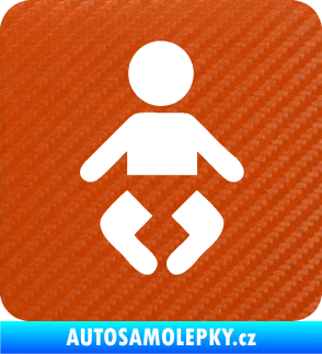 Samolepka Dítě v autě 093 symbol miminka 3D karbon oranžový